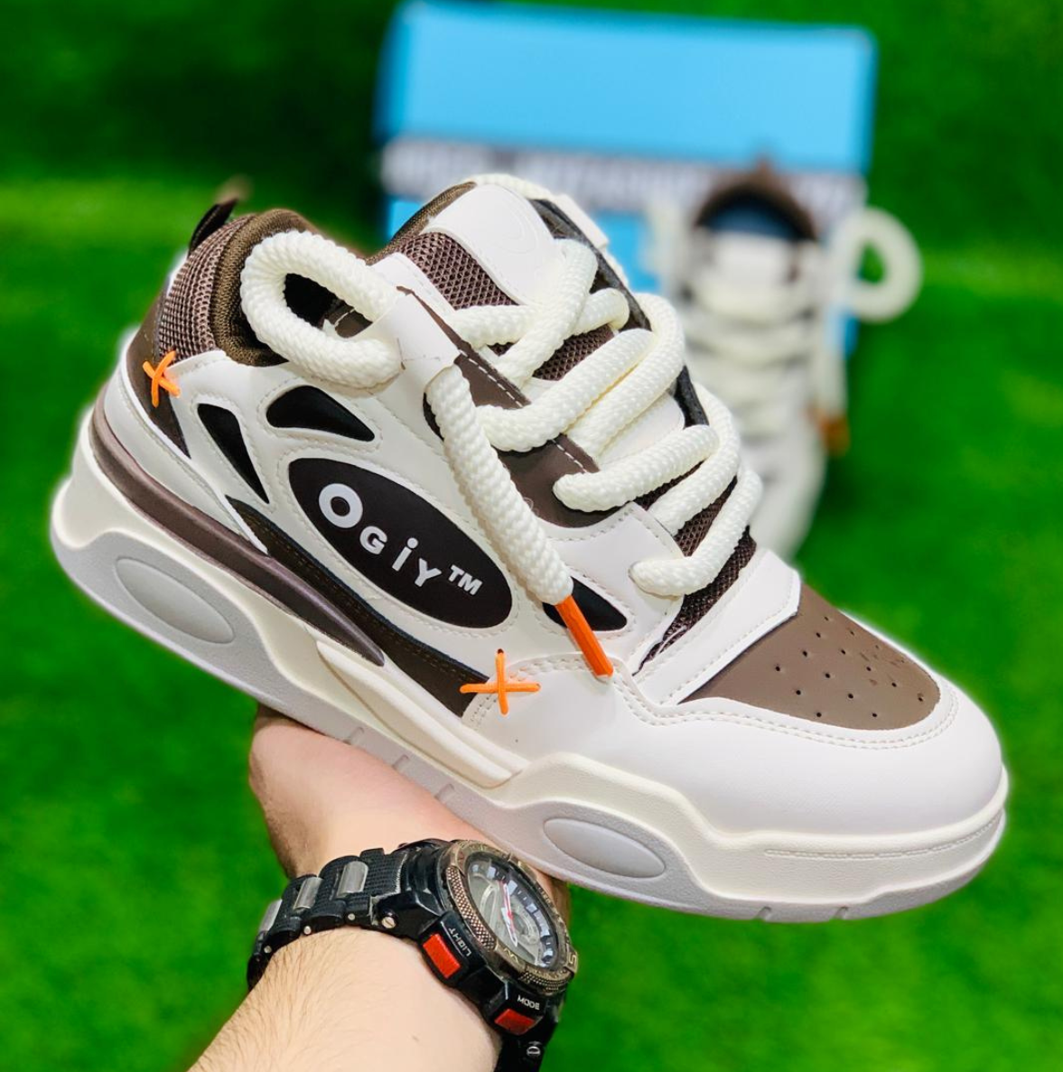 OGIY FASHION BROWN-WHITE SNEAKER