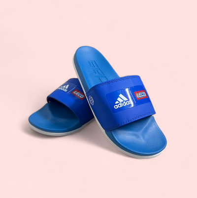 ADIDAS BLUE LECO SLIDES