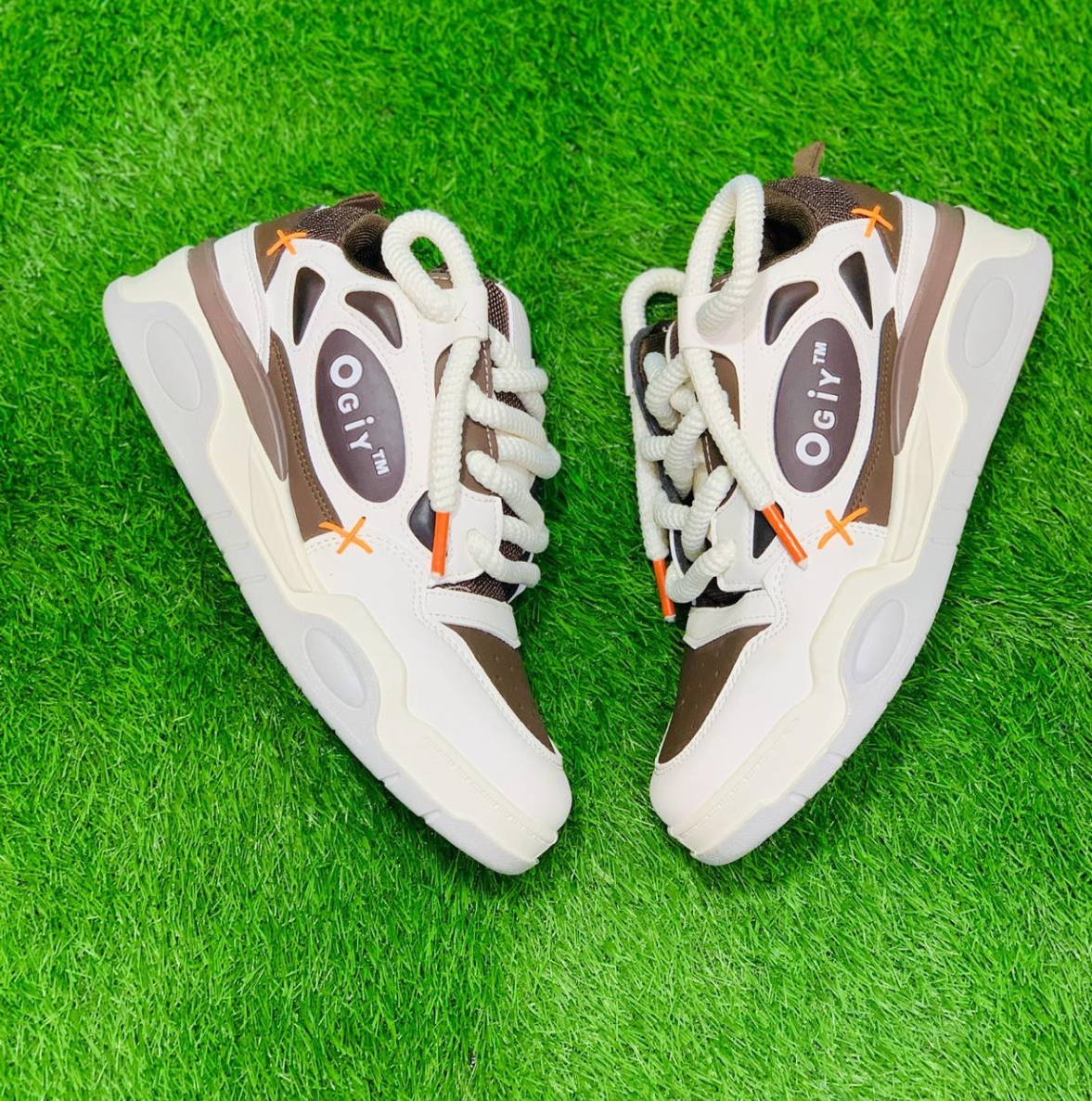 OGIY FASHION BROWN-WHITE SNEAKER