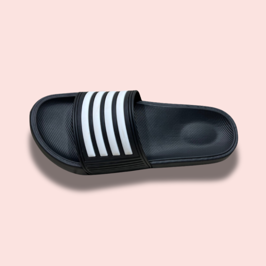 BLACK-WHITE STRIPES PATTERN SLIPPER